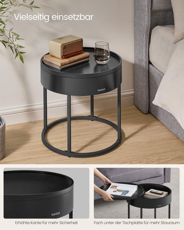 Soffbord runt set om 2 naturbeige-ink svart