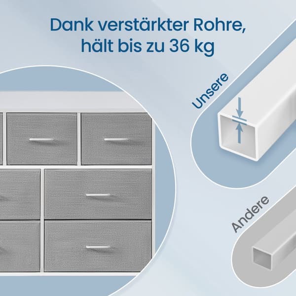 Kommode, skab, 7 stofskuffer med håndtag