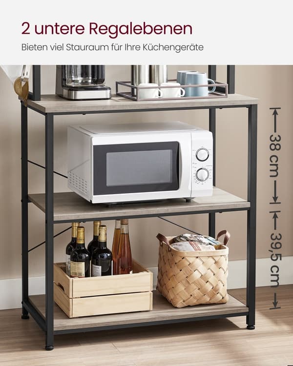 Kökshylla 6 hyllplan 40 x 80 x 167 cm greige-svart