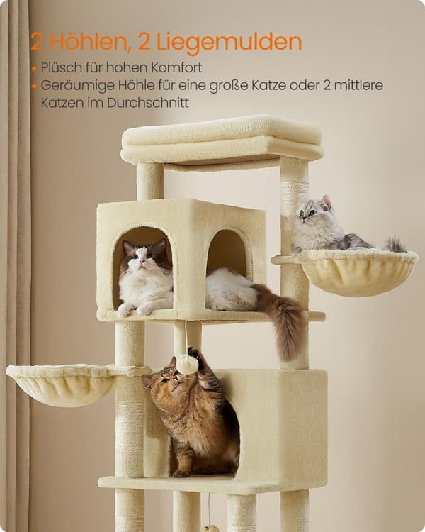 Klösbräda 175 cm hög XL med 2 grottor sand beige