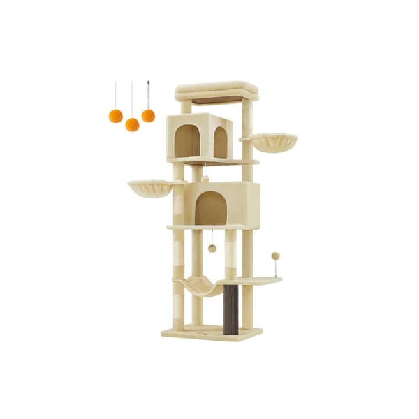 Klösbräda 175 cm hög XL med 2 grottor sand beige