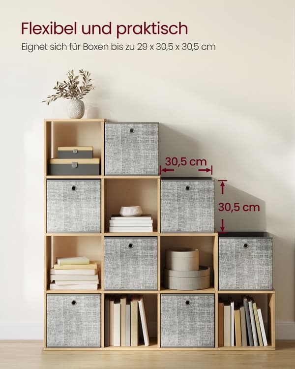 Bokhylla med 10 fack 29 x 129,5 x 129,5 cm ek beige