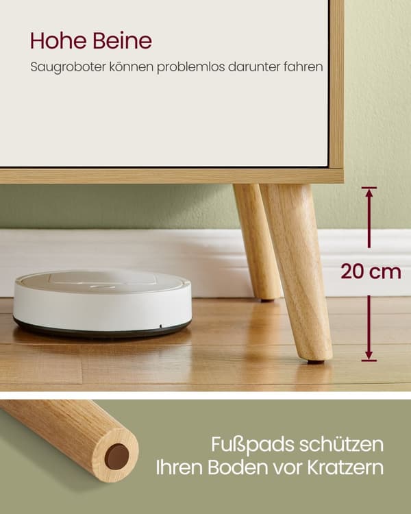 TV-skab 120 cm langt natur eg farve-cremehvid