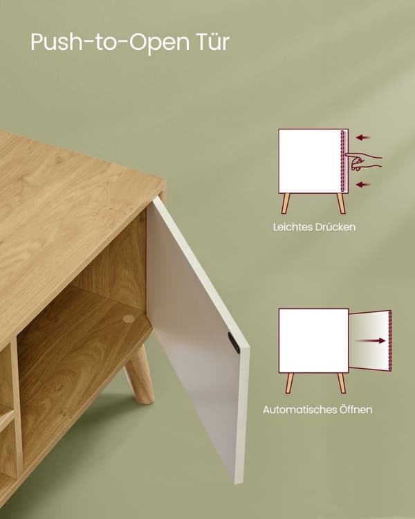 TV-skab 120 cm langt natur eg farve-cremehvid