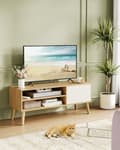 Miniatyrbillede 2 af 6: TV-skab 120 cm langt natur eg farve-cremehvid