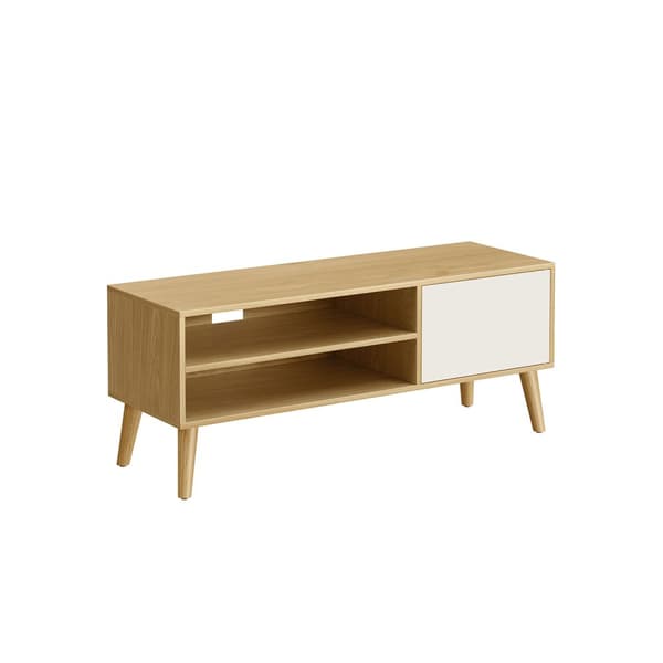 TV-skab 120 cm langt natur eg farve-cremehvid