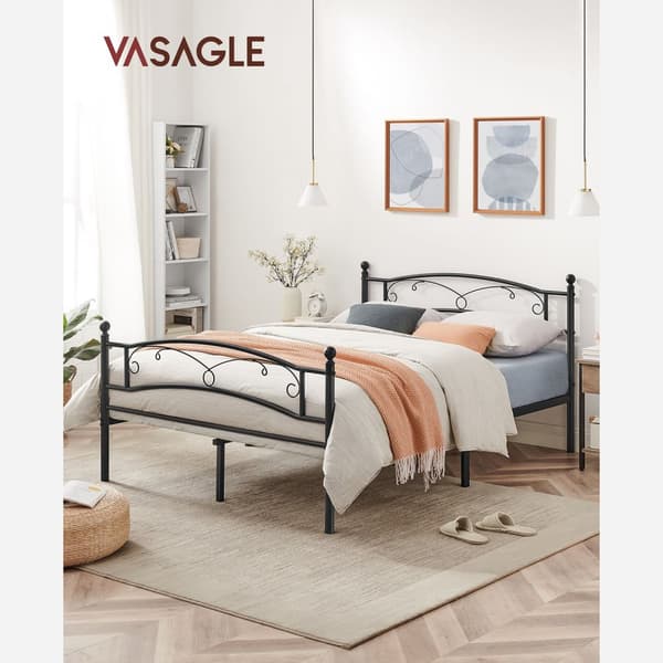 Dobbelt sengeramme Metal sengeramme Passer til 140 x 190 cm madras Gæsteseng Nem montering Sort