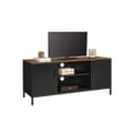 Miniatyrbillede 2 af 6: TV-bord, TV-skab, TV-bord med 3 justerbare hylder, til TV op til 55 tommer, til stue, soveværelse, rustik brun og sort