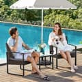 Miniatyrbillede 4 af 6: Songmics GGF010G05 Altanmøbelsæt, PE polyrattan loungesæt, bord og 2 stole, havemøbler, nem montering, udendørs, til terrasse, altan, have, sort/grå