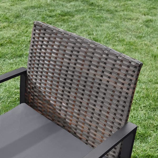 Songmics GGF010G05 Altanmøbelsæt, PE polyrattan loungesæt, bord og 2 stole, havemøbler, nem montering, udendørs, til terrasse, altan, have, sort/grå
