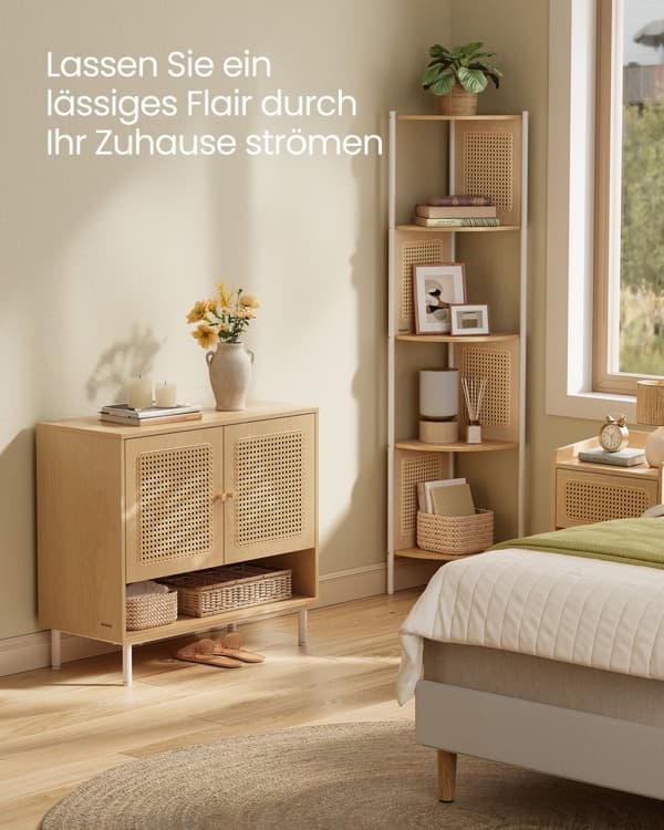 Skoskab i 3 etager i boho-stil eg beige