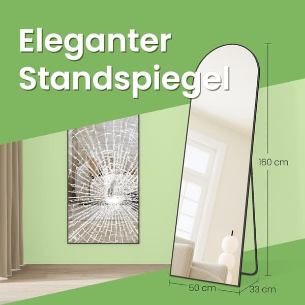 Helfigursspegel, böjd spegel, stående eller väggmonterad