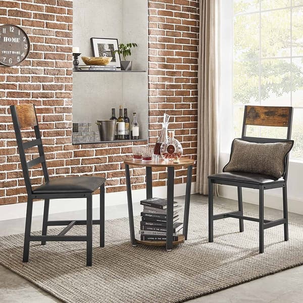 Ruokailutuolit, 2 kpl, keittiötuolit metallirungolla, pehmustetut tuolit, pehmeä pehmustettu, ergonominen, ruokasaliin ja keittiöön, vintage ruskea/m