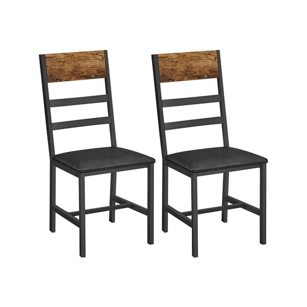 Ruokailutuolit, 2 kpl, keittiötuolit metallirungolla, pehmustetut tuolit, pehmeä pehmustettu, ergonominen, ruokasaliin ja keittiöön, vintage ruskea/m