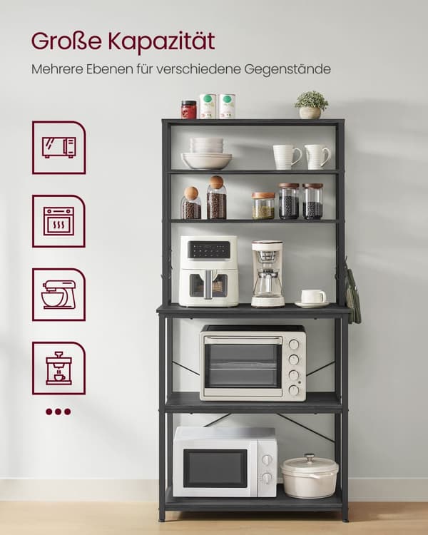 Kökshylla med hyllor och krokar Industriell design