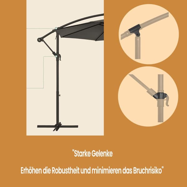 Varjostin, aurinkovarjo, 300 cm d, jalustan kanssa