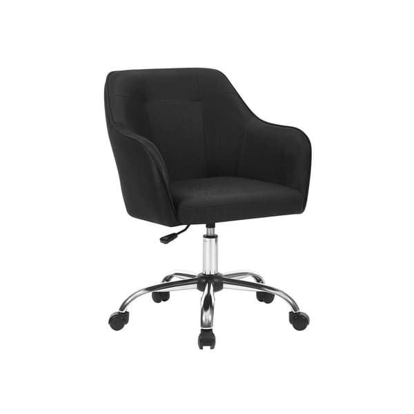 Kontorstol, komfortabel skrivebordsstol, højdejusterbar computerstol, 120 kg, stålramme, imiteret linned, åndbar, hjemmekontor, kontor, sort OBG019B0