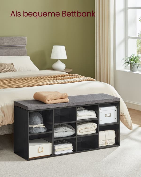 Skohylla med sittplats 30 x 104 x 48 cm ebenholts svart
