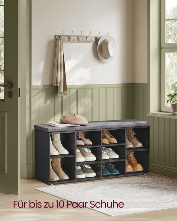 Skohylla med sittplats 30 x 104 x 48 cm ebenholts svart