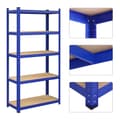 Pikkukuva 6 / 6: 5-tasoiset hyllystöt, 2 teräksen hyllystöt varastointiin, työkaluton kokoonpano, autotalliin, vajaan, kantavuus 875 kg, 40 x 90 x 180 cm, sininen