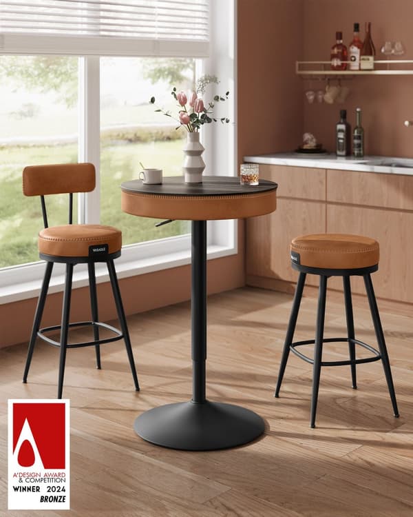 EKHO Collection - Höj- och sänkbart barbord askbrunt-karamellbrunt