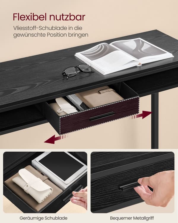 Barbord med skuffe 40 x 120 x 104,6 cm ibenholt sort