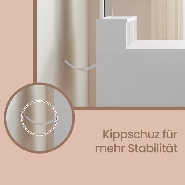 Sminkbord med stor spegel, sminkbord, 2 lådor