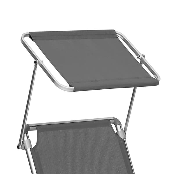 Solseng, liggestol med solskærm, justerbart ryglæn, sammenklappelig, letvægt, 55 x 193 x 31 cm, belastningskapacitet 150 kg, til have, terrasse, røgf