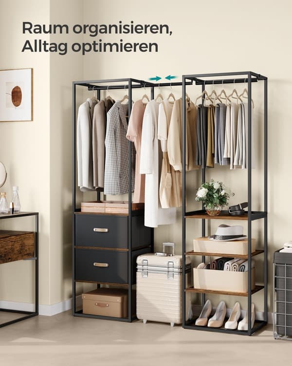 Knagerække med 2 skuffer og 4 hylder vintage brun
