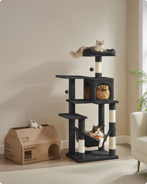 Klösbräda 143 cm hög med 4 klösbrädor bläck svart