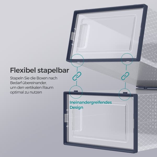 Skokartonger, set om 18 st, skoorganisator i plast