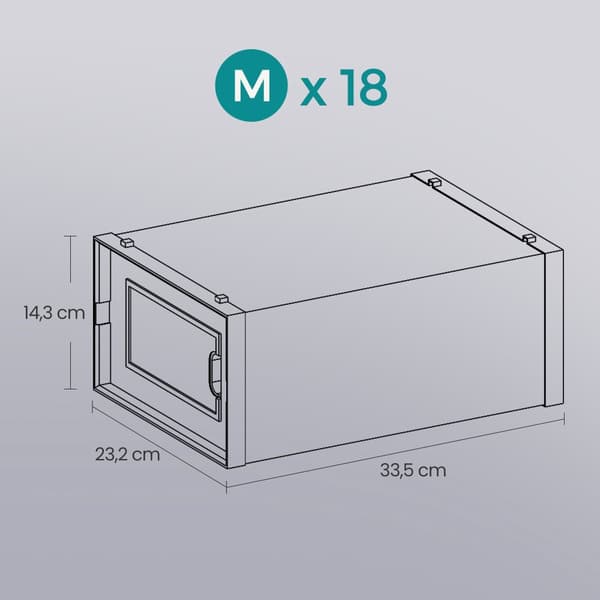 Skokartonger, set om 18 st, skoorganisator i plast
