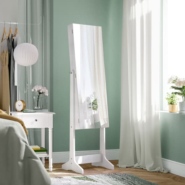 Korut kaappi Armoire, vapaasti seisova lukittava lukittava säilytysjärjestäjäyksikkö, jossa on 2 muovista kosmetiikkavarastoa, täyspitkä kehyksetön p