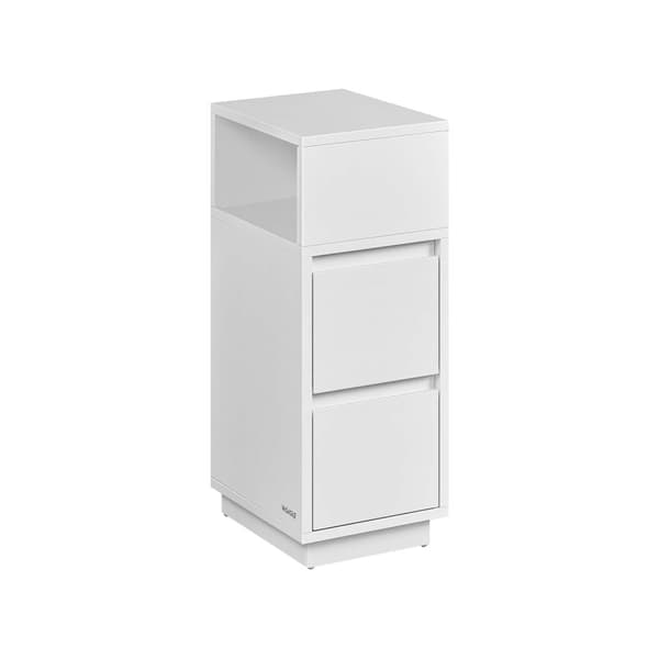 Sengebord Slankt sidebord med 2 skuffer Åbent rum Venstre eller højre Fleksibelt monterbart Soveværelse Stue Skyhvid LET656W01