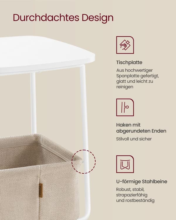 Firkantet sidebord med stofkurv