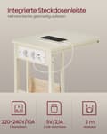 Miniatyrbillede 4 af 6: C-formet sidebord med 2 AC-stik, cremehvid