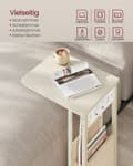 Miniatyrbillede 5 af 6: C-formet sidebord med 2 AC-stik, cremehvid