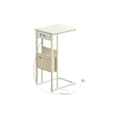Miniatyrbillede 1 af 6: C-formet sidebord med 2 AC-stik, cremehvid