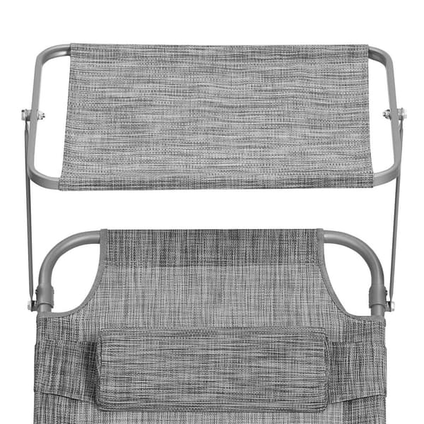 Solstol, solbädd, liggsol, med nackstöd, justerbart ryggstöd, parasoll, lätt, hopfällbar, 53 x 193 x 29,5 cm, lastkapacitet 150 kg, för trädgård, Gre