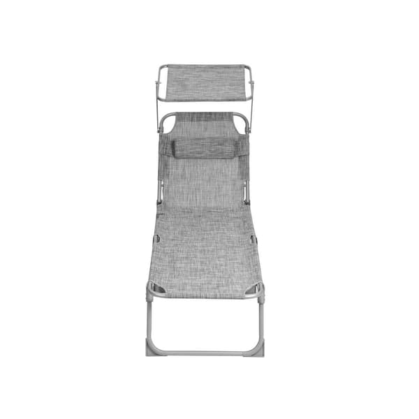Solstol, solbädd, liggsol, med nackstöd, justerbart ryggstöd, parasoll, lätt, hopfällbar, 53 x 193 x 29,5 cm, lastkapacitet 150 kg, för trädgård, Gre