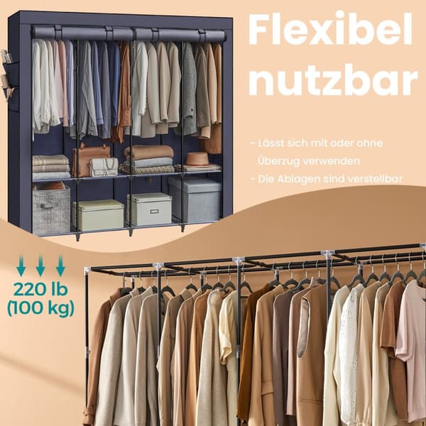 Stofgarderobe, garderobeskab, 45 x 170 x 167 cm