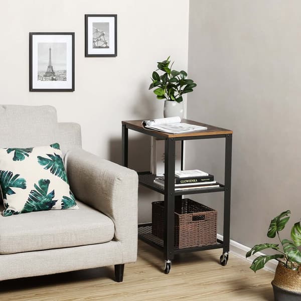 Tarjoiluvaunu vaunu, Industrial Kitchen Rolling Utility Cart, Heavy Duty Storage Organiser, pyörät, keittiöön ja olohuoneeseen, Rustic Brown LRC78X