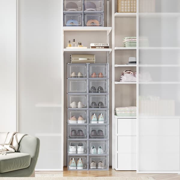 Skokartonger, set om 18 st, skoorganisator i plast