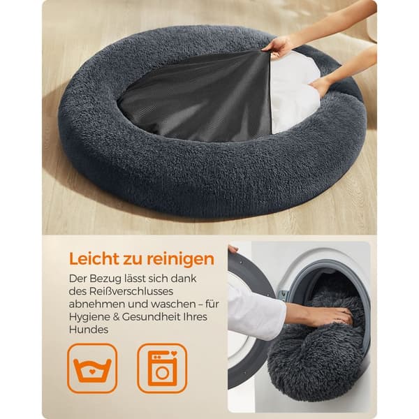 Fluffig hundbädd Ø 120 cm mörkgrå