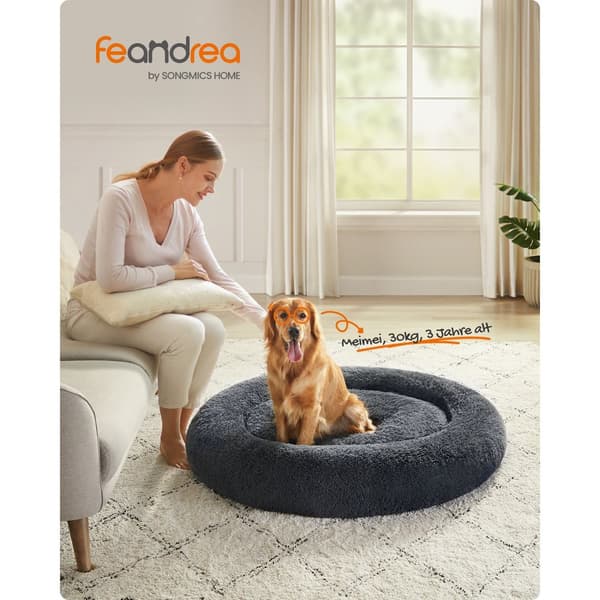 Fluffig hundbädd Ø 120 cm mörkgrå