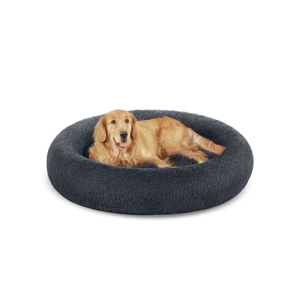 Fluffig hundbädd Ø 120 cm mörkgrå