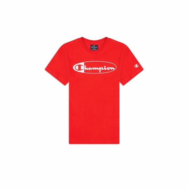 Kortærmet T-shirt til Børn Champion Crewneck  Rød - 7-8 år