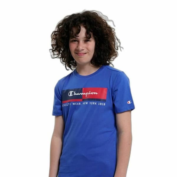 Kortærmet T-shirt til Børn Champion Crewneck  Blå - 3-4 år