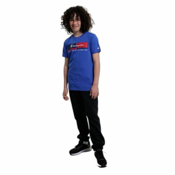 Kortærmet T-shirt til Børn Champion Crewneck Blå - 3-4 år