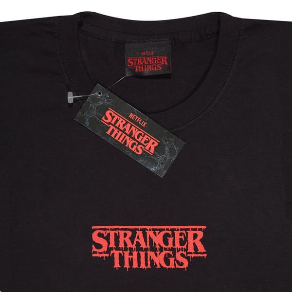 Kortærmet T-shirt Stranger Things Demogorgon Upside Down Sort Unisex - M